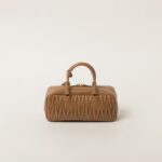 Arcadie Matelassé Large Soft Lamb Leather Handbag caramel color - Image 4