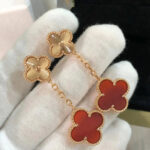[Eternal Jewelry]CLOVER 2 MOTIF  LASER CARNELIAN EARRINGS - Image 4