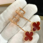[Eternal Jewelry]CLOVER 2 MOTIF  LASER CARNELIAN EARRINGS - Image 7