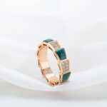 [Eternal Jewelry]SERPENTI RING PINK GOLD MALACHITE DIAMOND PAVED 4MM - Image 3
