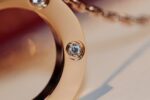 [Eternal Jewelry]LOVE NECKLACE 16MM 6 DIAMONDS PINK GOLD - Image 6