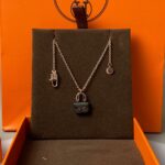 [Eternal Jewelry]CONSTANCE BLACK PEDANT PINK GOLD NECKLACE - Image 7