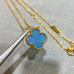 [Eternal Jewelry]CLOVER 15MM BLUE AGATE NECKLACE - Image 4