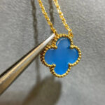 [Eternal Jewelry]CLOVER 15MM BLUE AGATE NECKLACE - Image 6