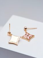 [Eternal Jewelry]DOUBLE STAR PINK GOLD MOP DROP EARRINGS - Image 3