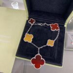 [Eternal Jewelry]CLOVER 5 MOTIFS SIVLER CARNELIAN TIGER EYE BRACELET - Image 2