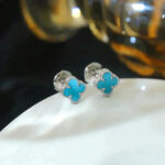 [Eternal Jewelry]CLOVER MINI 9.5MM ONYX STUD EARRINGS SILVER - Image 3