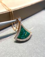 [Eternal Jewelry]DREAM MALACHITE DIAMOND PAVED PINK GOLD NECKLACE - Image 2