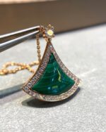 [Eternal Jewelry]DREAM MALACHITE DIAMOND PAVED PINK GOLD NECKLACE - Image 3