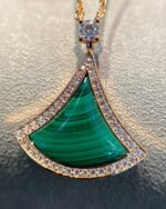 [Eternal Jewelry]DREAM MALACHITE DIAMOND PAVED PINK GOLD NECKLACE - Image 5