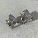 [Eternal Jewelry]CLOVER CHALCEDONY SILVER STUD EARRINGS - Image 4