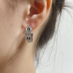 [Eternal Jewelry]LOVE CERAMIC DIAMOND PAVED SILVER EARRINGS - Image 3