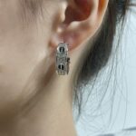 [Eternal Jewelry]LOVE CERAMIC DIAMOND PAVED SILVER EARRINGS - Image 4