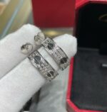 [Eternal Jewelry]LOVE CERAMIC DIAMOND PAVED SILVER EARRINGS - Image 5