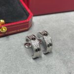 [Eternal Jewelry]LOVE CERAMIC DIAMOND PAVED SILVER EARRINGS - Image 2
