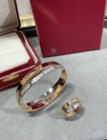[Eternal Jewelry]LOVE PINK GOLD SILVER DIAMOND DOUBLE RING - Image 5