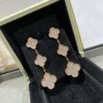 [Eternal Jewelry]CLOVER 3 MOTIFS DIAMOND PAVED ROSE GOLD EARRINGS - Image 3