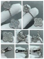 [Eternal Jewelry]CLOVER 2 MOTIFS DIAMOND PAVED SILVER EARRINGS - Image 4