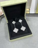 [Eternal Jewelry]CLOVER 2 MOTIFS DIAMOND PAVED SILVER EARRINGS - Image 5