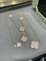 [Eternal Jewelry]CLOVER 6 MOTIF DIAMOND PAVED NECKLACE - Image 5