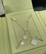 [Eternal Jewelry]CLOVER 6 MOTIF DIAMOND PAVED NECKLACE - Image 7