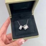 [Eternal Jewelry]PERLEE DOUBLE PENDANT SILVER DIAMOND NECKLACE - Image 3