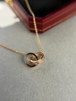 [Eternal Jewelry]LOVE NECKLACE DOUBLE RING PINK GOLD - Image 4