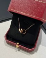 [Eternal Jewelry]LOVE NECKLACE DOUBLE RING PINK GOLD - Image 6