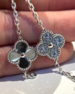 [Eternal Jewelry]CLOVER 5 MOTIF SILVER DIAMOND BRACELET - Image 5