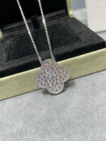 [Eternal Jewelry]CLOVER 25MM LARGE PENDANT DIAMOND PAVED SILVER NECKLACE - Image 6