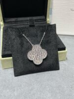 [Eternal Jewelry]CLOVER 25MM LARGE PENDANT DIAMOND PAVED SILVER NECKLACE - Image 9