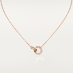 [Eternal Jewelry]LOVE 7.6MM NECKLACE ROSE GOLD AND SILVER  FULL DIAMOND - Image 2