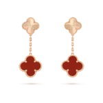 [Eternal Jewelry]CLOVER 2 MOTIF  LASER CARNELIAN EARRINGS - Image 2