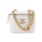 CHANEL 23P LIPSTICK BOX WITH CHAIN WHITE