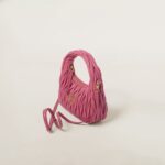 Wander Matelassé Soft Lamb Nappa Small Crescent Moon Bag Peach Blossom Pink - Image 3