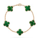 [Eternal Jewelry]CLOVER 5 MOTIFS MALACHITE BRACELET - Image 2