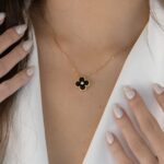 [Eternal Jewelry]CLOVER 15MM DIAMOND ONYX NECKLACE - Image 7