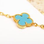 [Eternal Jewelry]CLOVER 5 MOTIF TURQUOISE DIAMOND GOLD BRACELET - Image 4