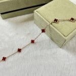 [Eternal Jewelry]CLOVER 6 MOTIF RED AGATE BRACELET - Image 5