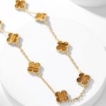 [Eternal Jewelry]CLOVER 10 MOTIFS TIGER EYE NECKLACE - Image 3