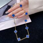 [Eternal Jewelry]CLOVER 10 MOTIFS BLUE AGATE NECKLACE - Image 3