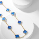 [Eternal Jewelry]CLOVER 10 MOTIFS BLUE AGATE NECKLACE - Image 4