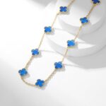 [Eternal Jewelry]CLOVER 10 MOTIFS BLUE AGATE NECKLACE - Image 5