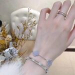 [Eternal Jewelry]CLOVER  5 MOTIF PURPLE CHALCEDONY BRACELET SILVER - Image 3