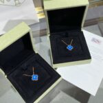 [Eternal Jewelry]CLOVER 15MM DIAMOND AND BLUE AGATE NECKLACE - Image 5