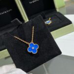 [Eternal Jewelry]CLOVER 15MM DIAMOND AND BLUE AGATE NECKLACE - Image 6