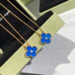 [Eternal Jewelry]CLOVER 15MM DIAMOND AND BLUE AGATE NECKLACE - Image 7