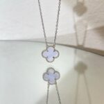 [Eternal Jewelry]CLOVER 15MM BLUE CHALCEDONY NECKLACE SILVER - Image 3