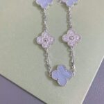 [Eternal Jewelry]CLOVER  5 MOTIF DIAMOND PURPLE CHALCEDONY BRACELET SILVER - Image 5