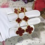 [Eternal Jewelry]CLOVER 3 MOTIF CARNELIAN DROP EARRINGS - Image 2